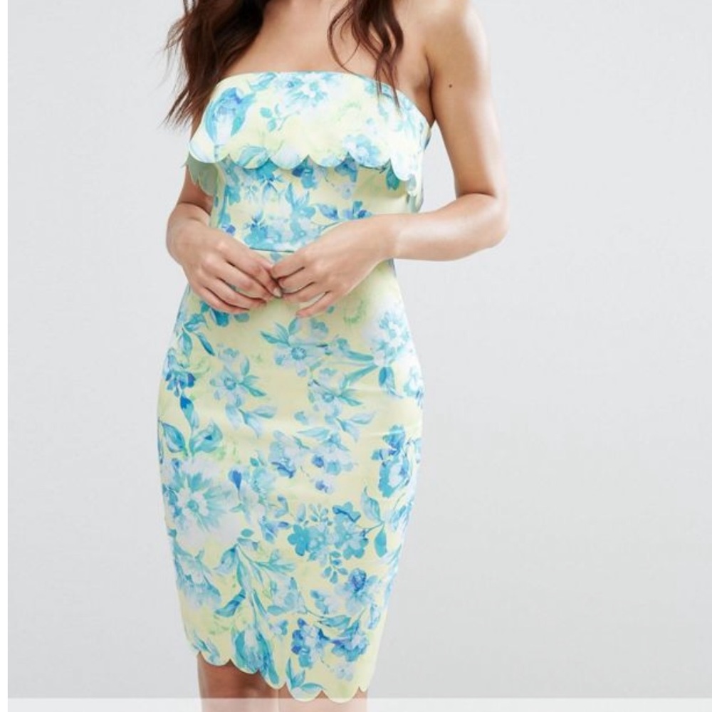 ASOS Floral Dress with Scalloped Hem Size 6